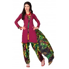 Triveni Appealing Magenta Colored Printed Polyester Salwar Kameez